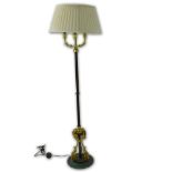 Modern Bouillotte Empire Style Brass and Bronze Floor Lamp. 3 Light. Good condition. Unsigned.