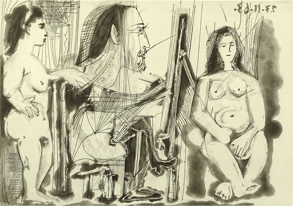 Pablo Picasso, Spanish (1881-1973) Etching on Arches laid paper. "Dans l'atelier II" Signed and