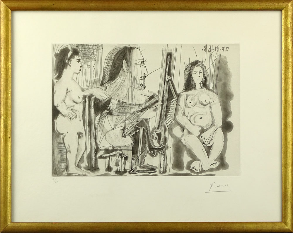 Pablo Picasso, Spanish (1881-1973) Etching on Arches laid paper. "Dans l'atelier II" Signed and - Image 2 of 6