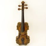 Miniature Antique German Carved Wood Violin. Signed Germany on screw. Good antique condition.