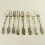 Eight (8) 19/20th Century Russian Silver Dinner Forks. Stamped. Tines to one fork slightly bent