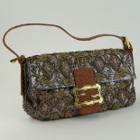 Limited Edition Fendi Clutch with Metalic Embroiderey. Signed. Very good condition. Measures 6-1/2