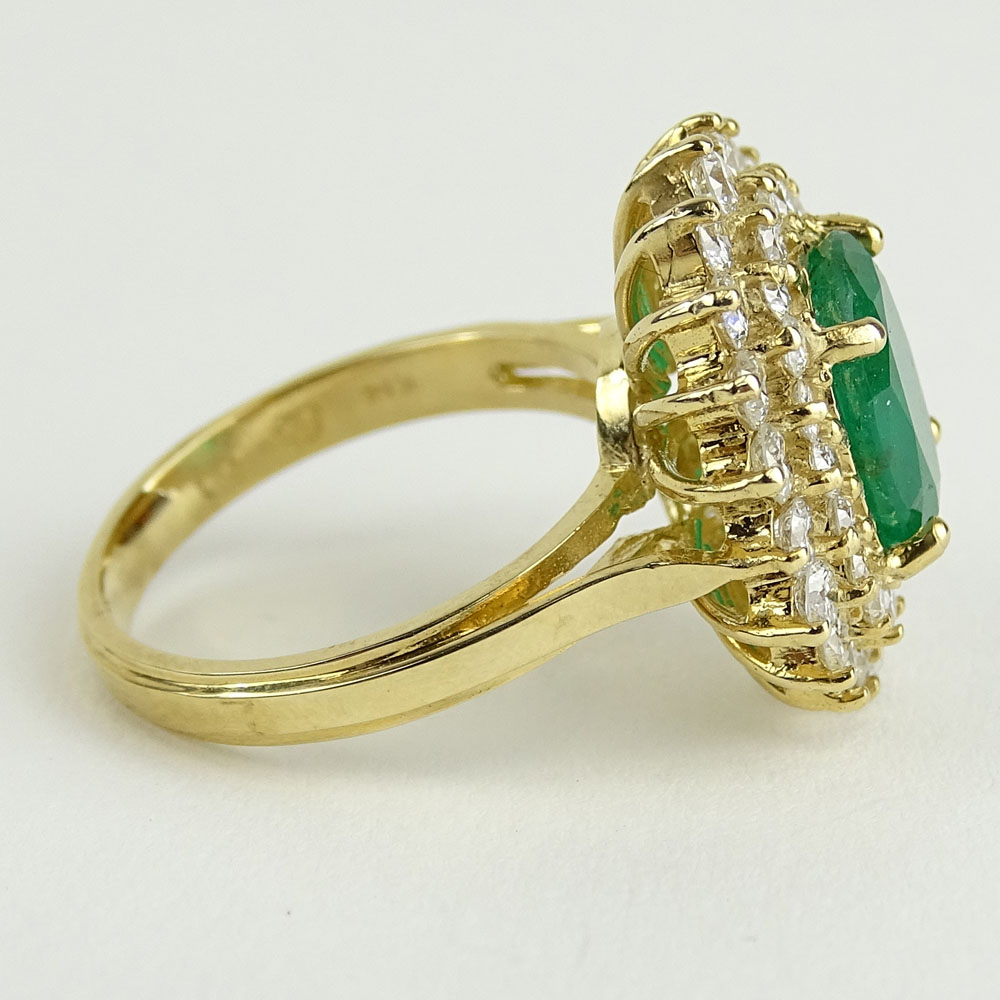 Lady's BHGL Appraised 3.50 Carat Oval Cut Emerald, 1.50 Carat Round Cut Diamond and 14 Karat - Image 2 of 6