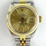 Lady's Vintage Circa 1987-1988 Rolex Oyster Perpetual Datejust Stainless Steel and 14 Karat Yellow