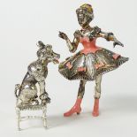 Tiffany & Co. Sterling and Enamel Circus 3 Piece Figure "Ballerina and Dog" Signed Tiffany & Co,