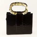 Darby Scotty Alligator handbag with Mother of Pearl Handle. Signed. Very good condition. Measures