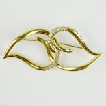 Tiffany & Co 18 Karat Yellow Gold and Approx. .20 Carat Round Cut Diamond Swirl Pin with Pouch and