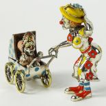 Tiffany & Co. Sterling and Enamel Circus Figure "Clown Mom and Baby Carriage" Signed Tiffany & Co,