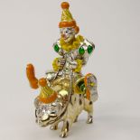 Tiffany & Co. Sterling and Enamel Circus Figure "Clown Riding Pig" Signed Tiffany & Co, Sterling,