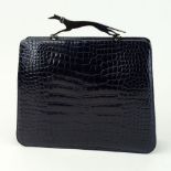 Judith Leiber Alligator Handbag with Greyhound Handle. Signed. Lacking shoulder chain otherwise very