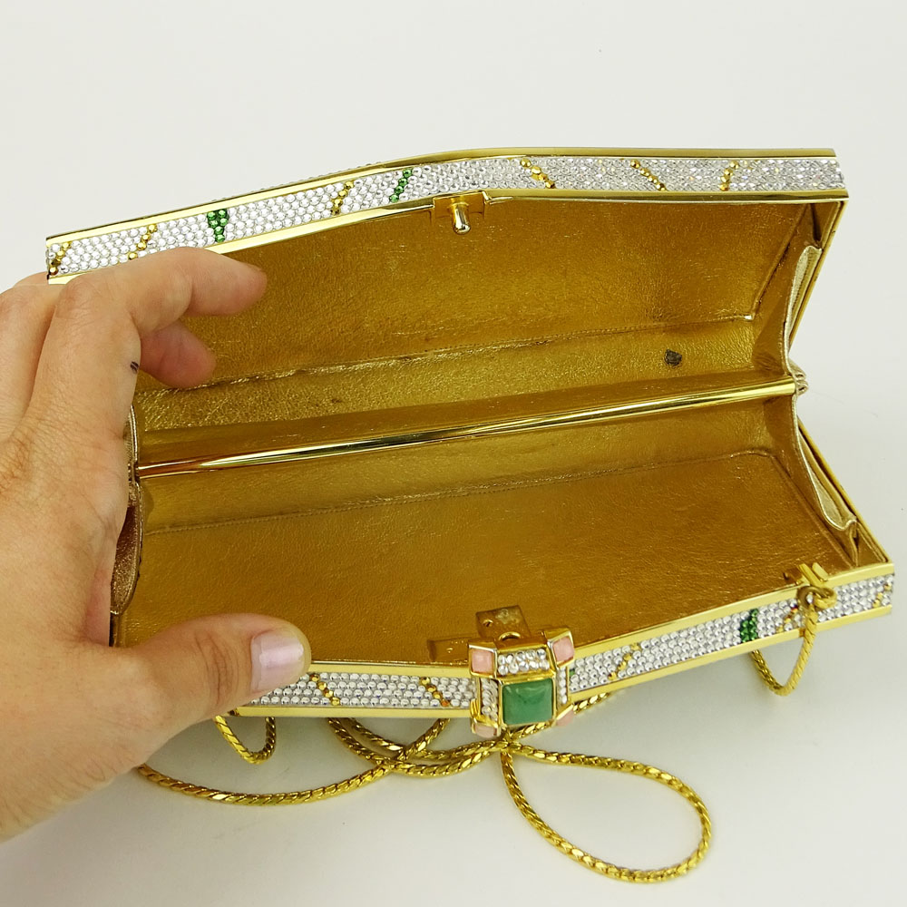 Judith Leiber Evening Clutch with "Jeweled Clasp" and Shoulder Chain. Signed. Very good condition. - Image 4 of 5