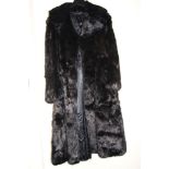 Full-length ladies black rabbit fur coat