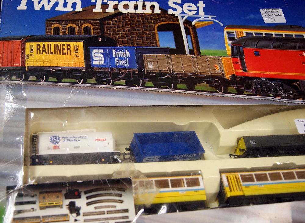 Hornby boxed twin train set  (no. R. 346) CONDITION REPORT; Passenger train missing