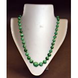 Malachite bead necklace with screw clasp