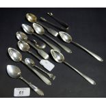 Quantity of silver spoons and tongs