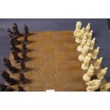 Roman-style chess set complete with boar