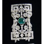 Victorian platinum, emerald and diamond