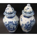 Pair of old Delft blue and white vases (