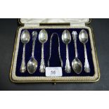 Boxed set of six hallmarked silver teasp