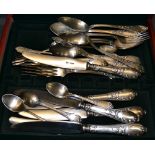 Russian silver-plated cutlery set, in a