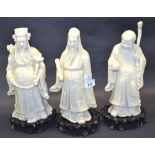 Three ivorine Oriental immortal figures