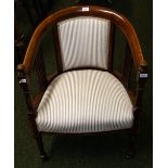 Edwardian mahogany inlaid parlour chair