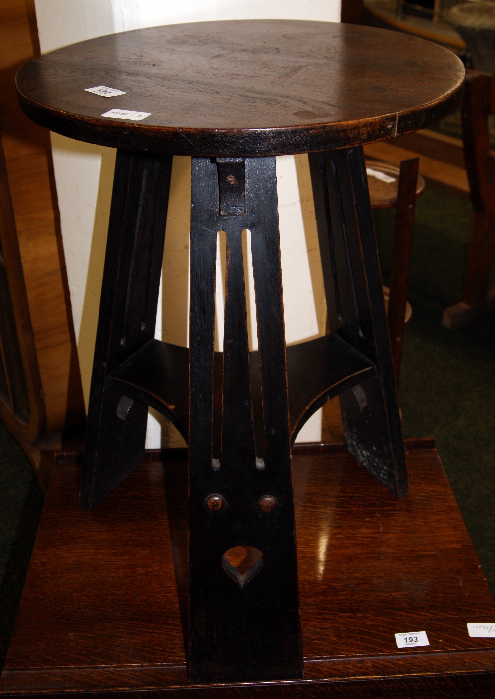 Late 19th century oak Liberty's-style circular occasional table - Image 2 of 2