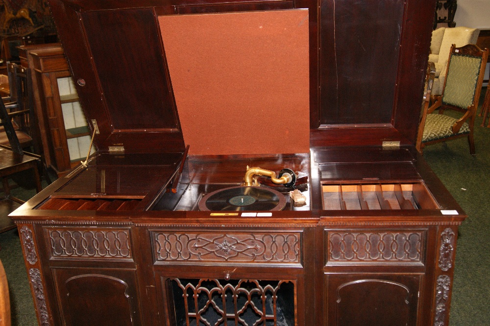 James Smith and Son for Aeolian Hall, a fine-cased gramophone in a neo-Gothic mahogany sideboard, - Image 5 of 5