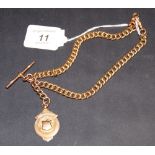 William Walter Cashmore, a 9ct gold double Albert gentleman's watch chain and fob. Birmingham assay,