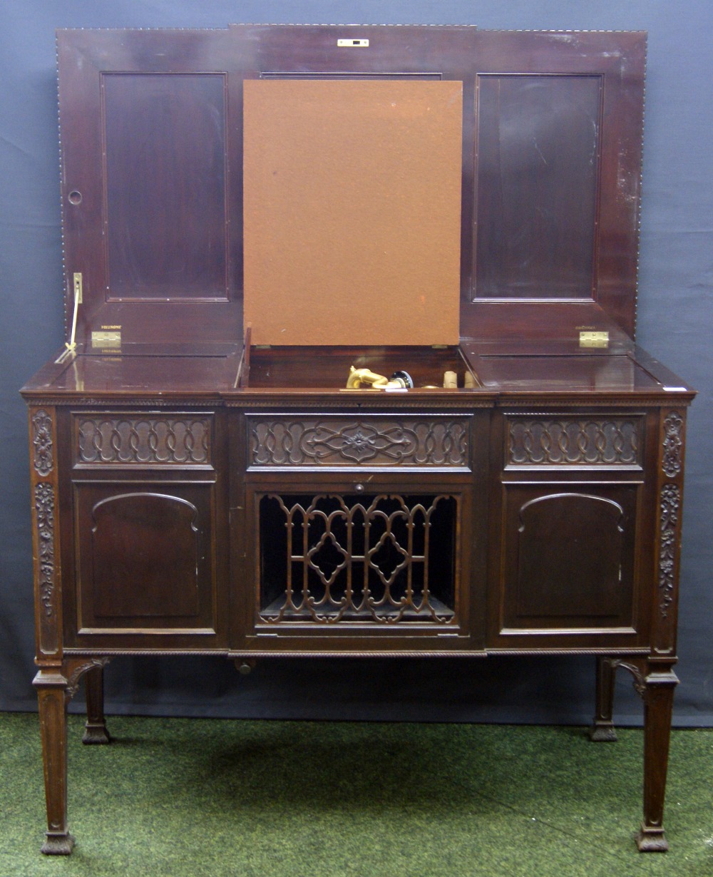 James Smith and Son for Aeolian Hall, a fine-cased gramophone in a neo-Gothic mahogany sideboard, - Image 2 of 5