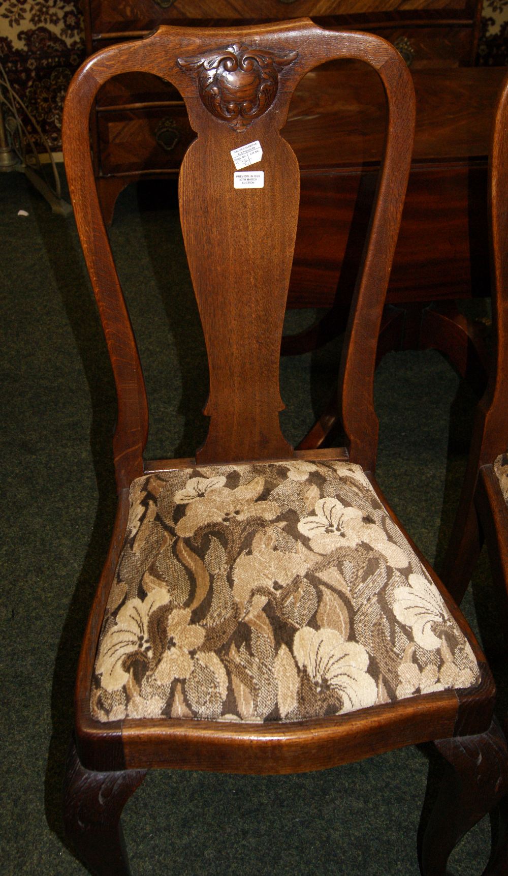 Set of four high-back dining chairs