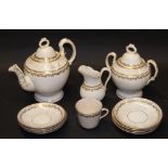 Cream and gilt thirty-four piece teaset