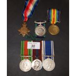 A selection of various First and Second World War British medals, along with a Elizabeth