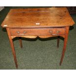 A William IV oak single-drawer lowboy with later additions