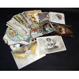 Postcards, mostly Victorian birthday, greetings, Christmas and New Year cards. Approximately