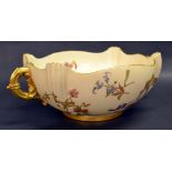 Royal Worcester, a large shaped centre bowl, glazed interior with painted and gilt blush decoration