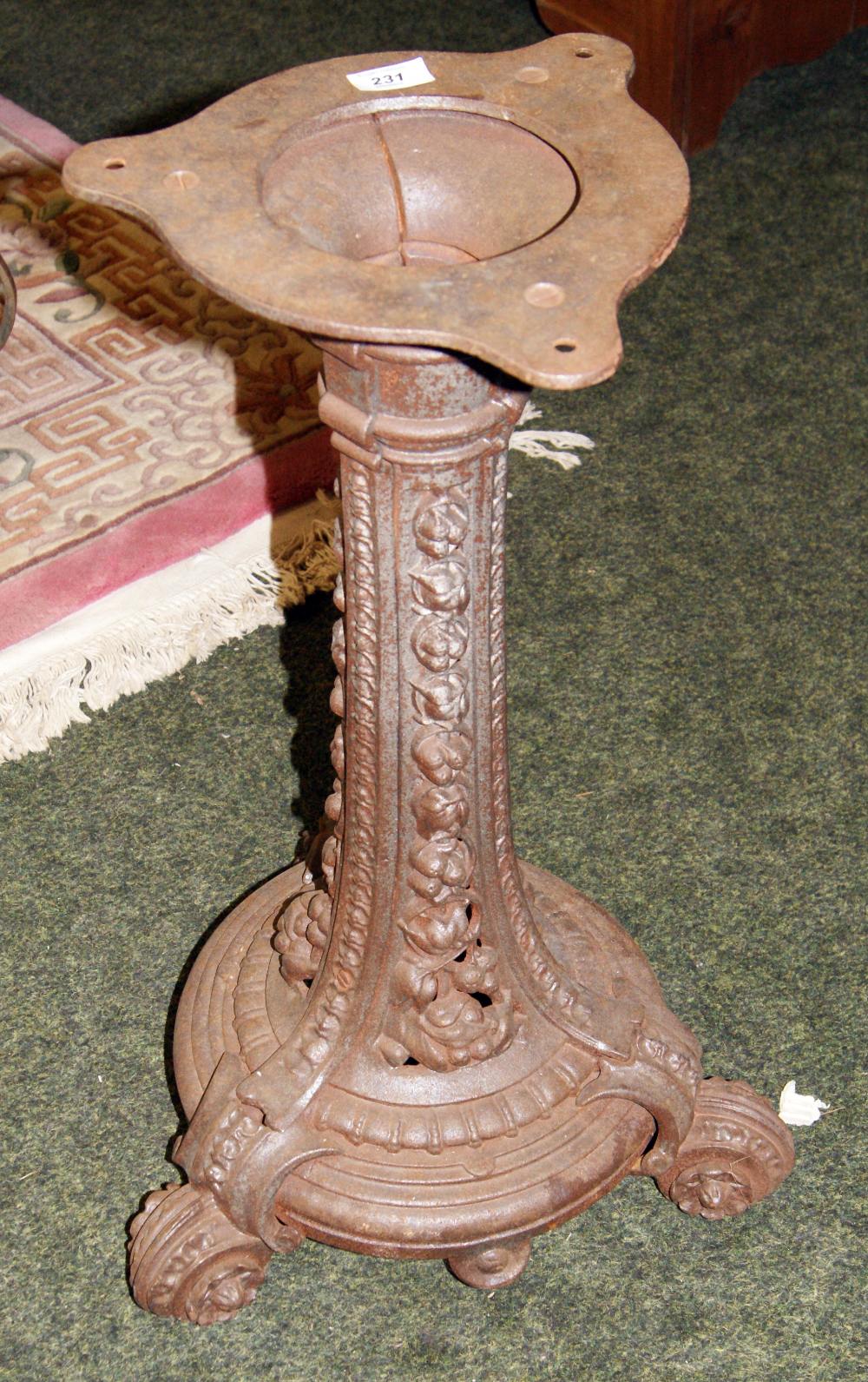 A 19th century cast iron table pedestal  CONDITION REPORT; Very good overall condition, it is has