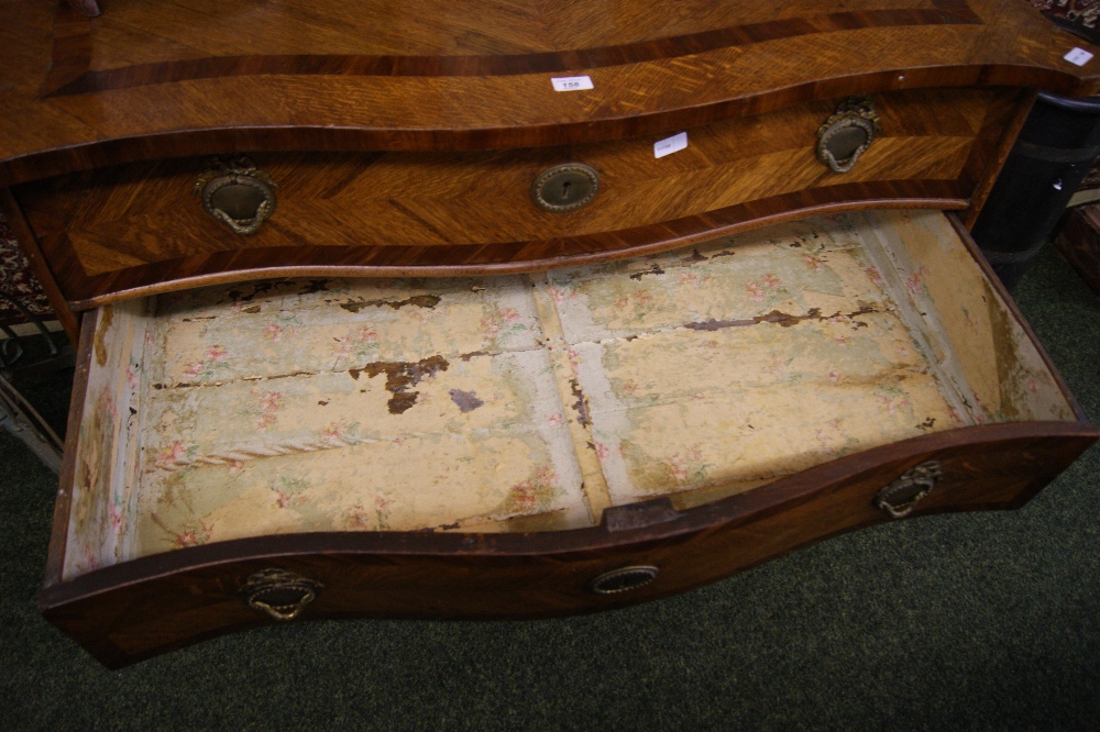 An 18th century Flemish oak and mahogany commode chest of three serpentine-fronted drawers, - Image 7 of 10