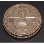 Elkington & Company, a hallmarked silver circular powder box, having a repoussé detailed hinged