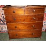 Mahogany chest of two-over-three drawers