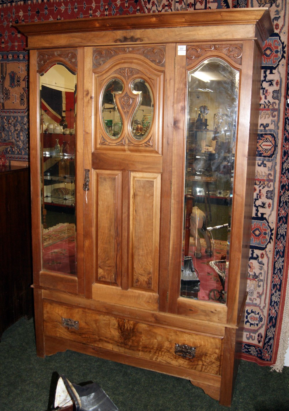 Antique two-door mirrored wardrobe