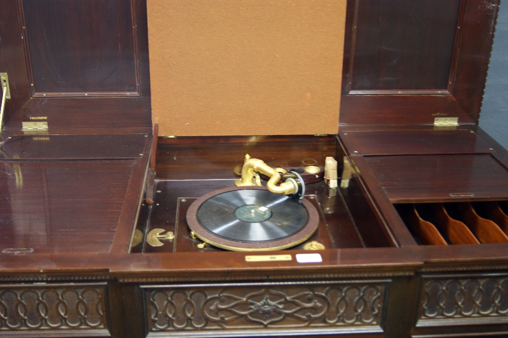 James Smith and Son for Aeolian Hall, a fine-cased gramophone in a neo-Gothic mahogany sideboard, - Image 3 of 5