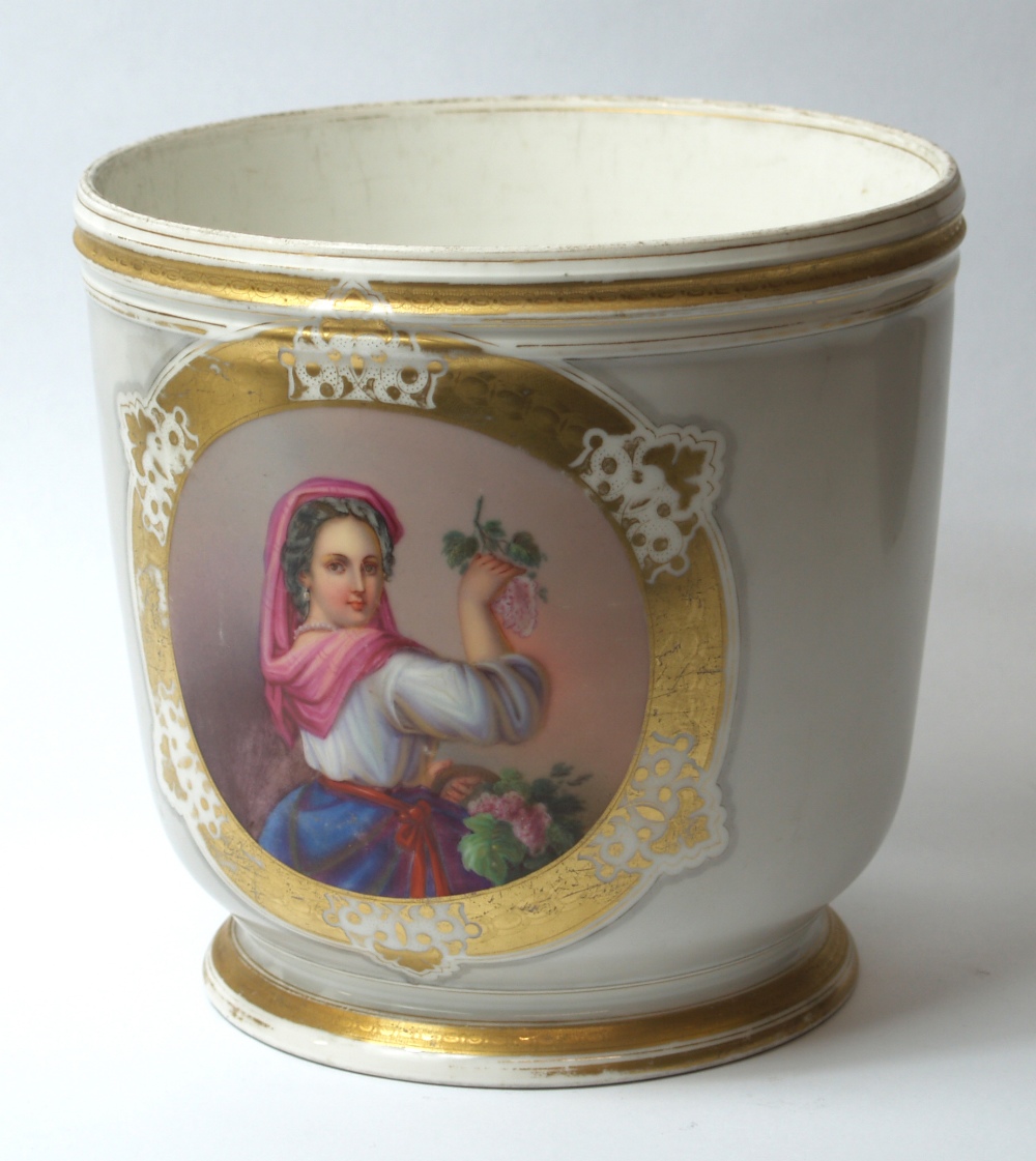 A 19th century Continental painted and gilt ceramic jardinière