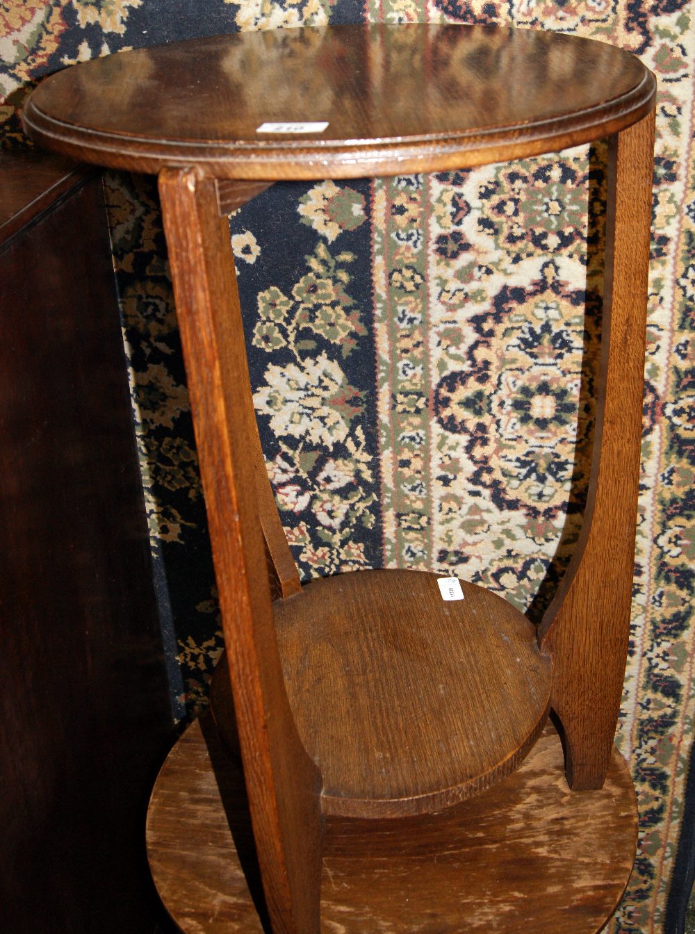 Oak side table with tapered supports