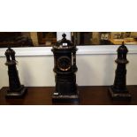 An impressive Victorian slate table clock in the form of a lighthouse with a French brass movement,