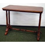 Rectangular mahogany loo table with turned supports and understretcher