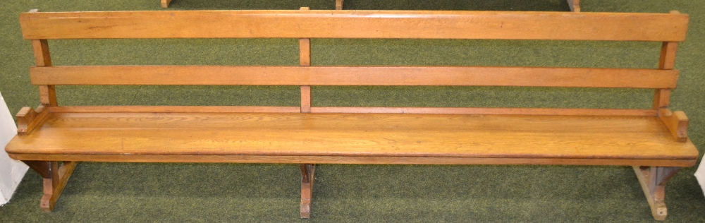 19th century golden oak church pew (approx 307cm long)