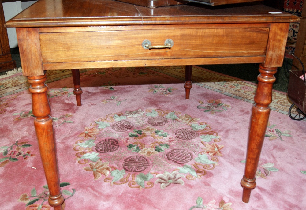 Mahogany library table with drawer at one end, raised on turned supports - Image 3 of 3