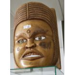 Large tribal-style carved wall mask
