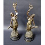 A pair of Spelter style figures